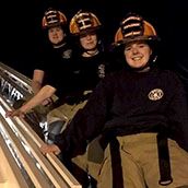 Fire explorers on ladder