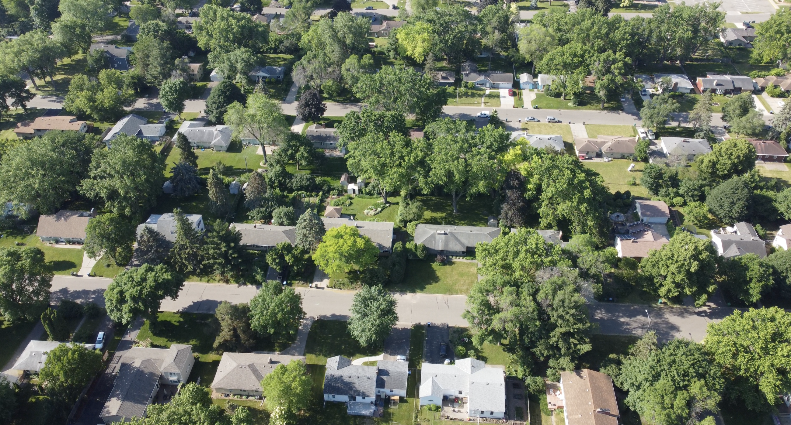Roseville homes from drone angle