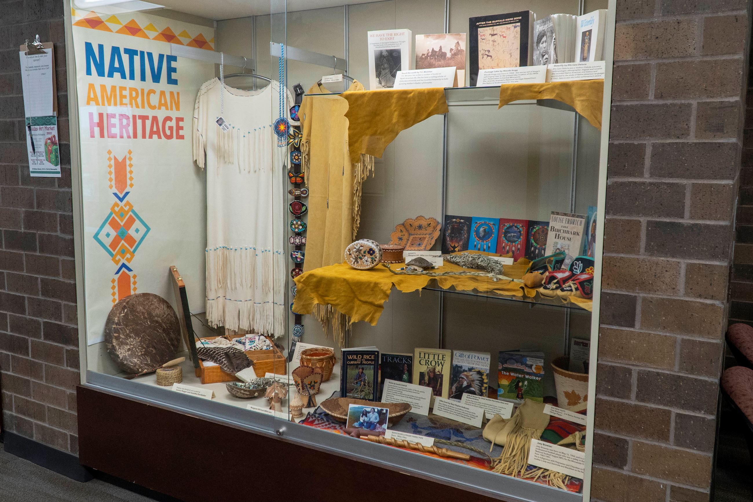 Native American Heritage Display Case at Roseville City Hall.