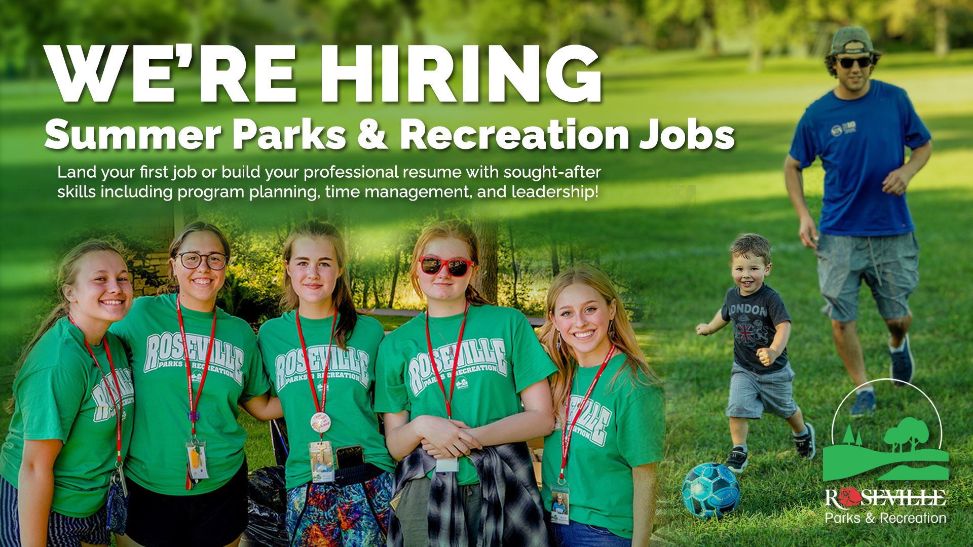 We're hiring seasonal summer Parks and Recreation staff.