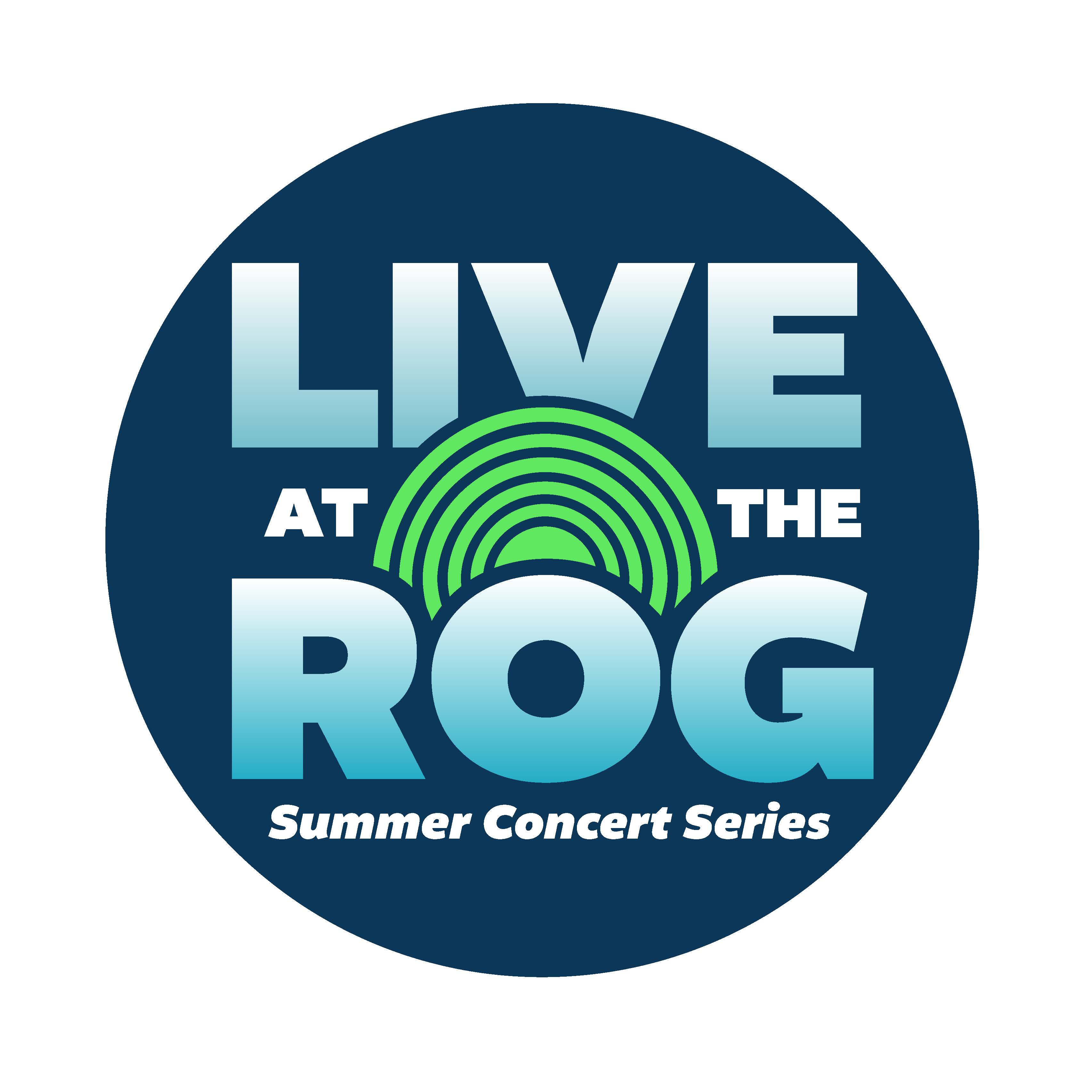 live at the rog color logo, dark blue background with light blue text and green arc shape