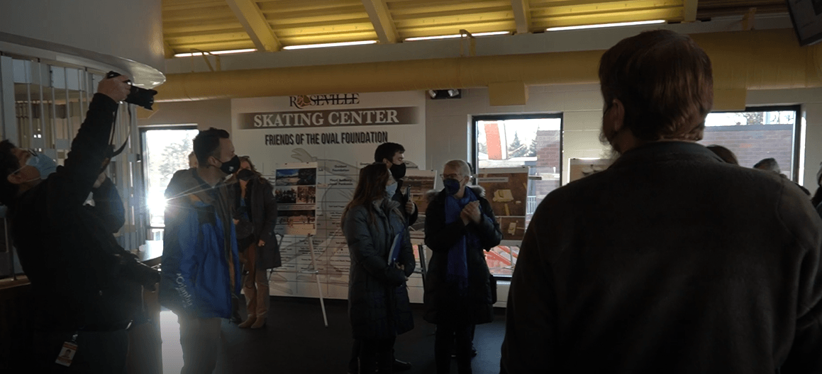 Lawmakers listen as City of Roseville Parks and Recreation leaders, and Mayor Dan Roe speak about th