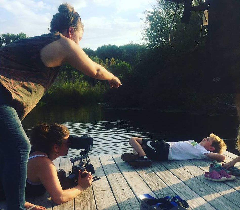 Roseville Human Rights Commissioner and Filmmaker Amanda Becker directs a scene.