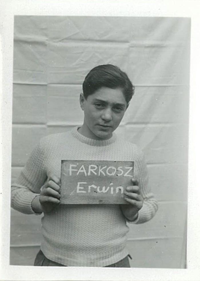 A picture of young Erwin Farkosz at a Nazi camp.