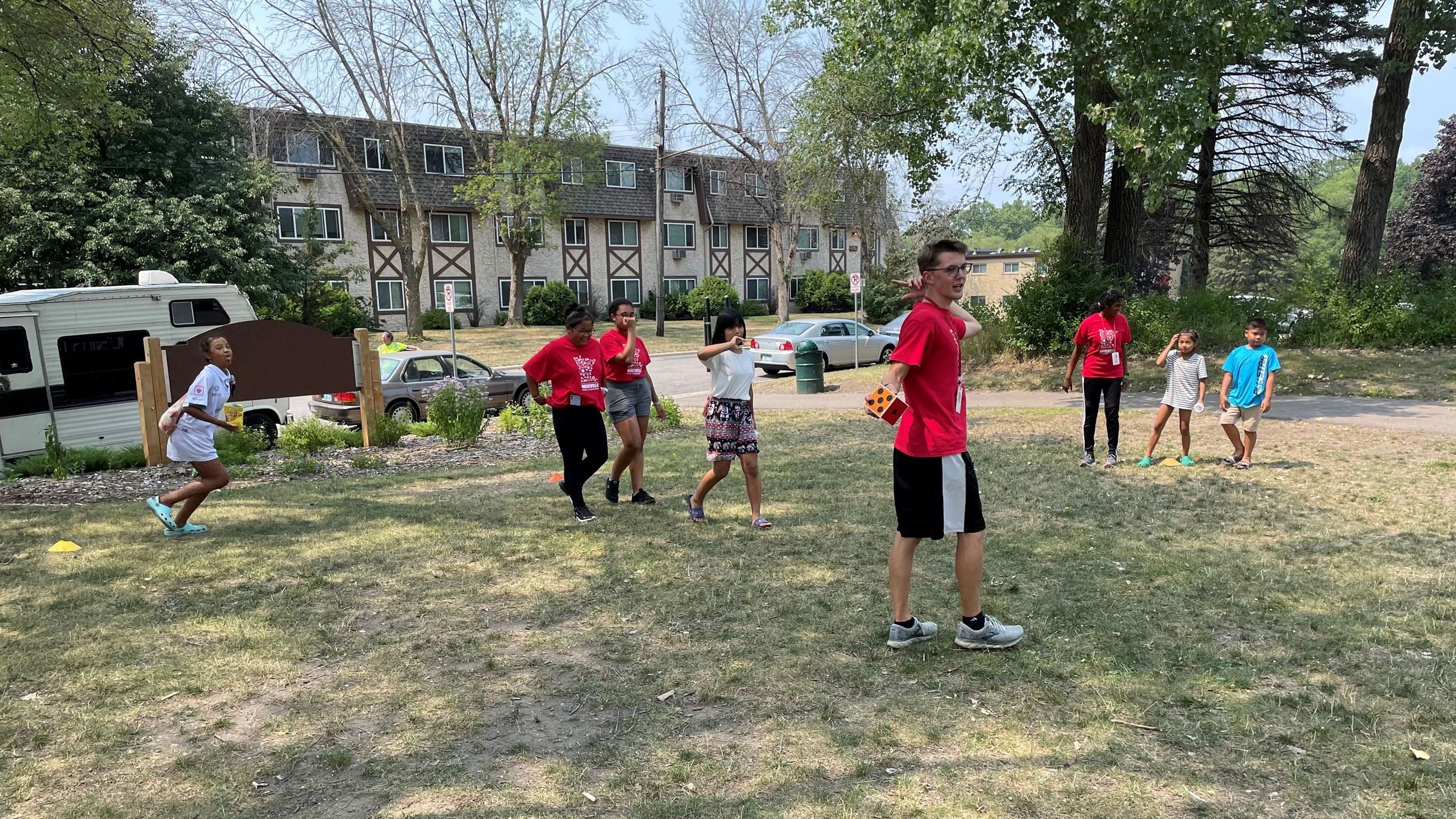 A picture of kids playing a game at Rec Connect.